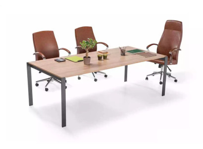 Mesa de conferencias grande y moderna de madera para oficina o despacho con diseño.