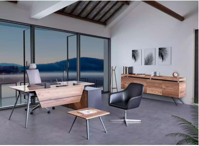 Escritorio Mesa de centro Aparador Oficina Estudio Marrón Moderno Madera