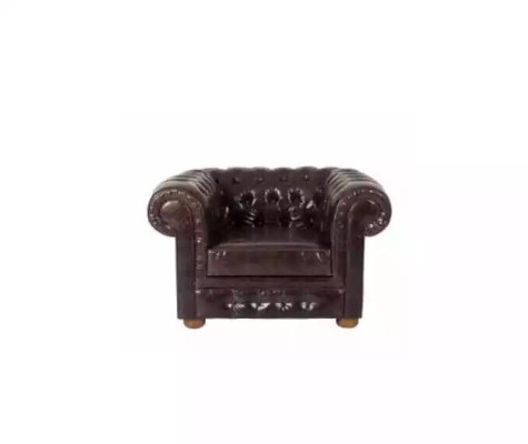 Chesterfield Textil Tapizado Sofás Diseño Sofá Sillón 1 Plaza Marrón