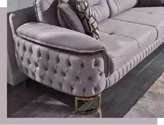 Sofá Chesterfield de lujo marrón de 3 plazas en cuero estilo moderno.