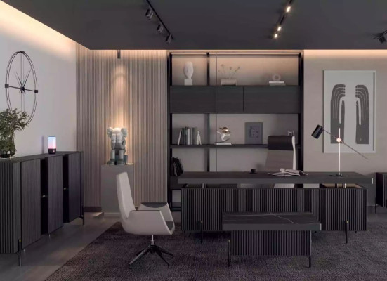 Cómoda de oficina moderna, sideboard de lujo, muebles de oficina bajos de madera nuevos.