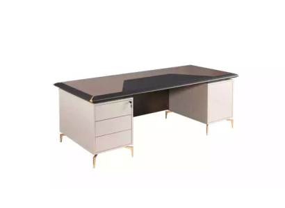 Muebles de oficina Escritorio de jefe Patas de acero inoxidable Mesa con cajones Muebles de madera