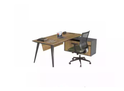 Escritorio en esquina, escritorio de oficina grande, escritorio de jefe, escritorios, muebles de oficina, marrón.