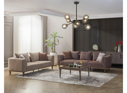 Conjunto de sofás de cuatro plazas tres plazas marrón sofá tapizado sofá