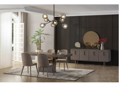 Grupo de comedor Rincón comedor Comedor Mesa de comedor Sillas Gris Madera Juego de 9 piezas Moderno.