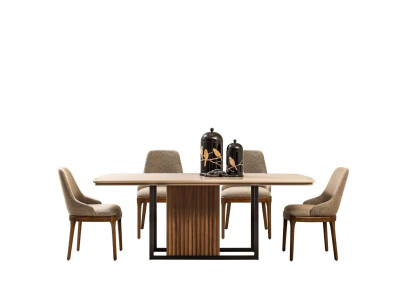 Grupo de comedor completo, mesa de comedor sillas 7 piezas beige conjunto de esquina de comer