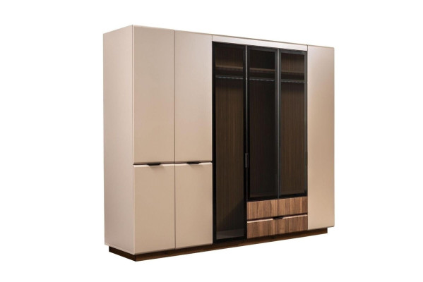 Armario de madera de color beige Armario de dormitorio Armario moderno