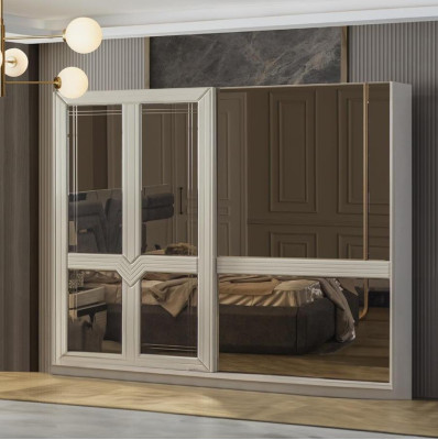 Armario de madera armario de dormitorio armario espejo blanco
