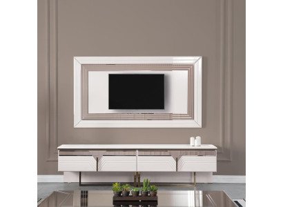 Mueble de televisión, soporte de TV, panel de pared, mueble bajo RTV blanco de madera, cómoda moderna.