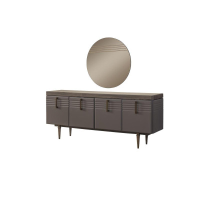 Sideboard Aparador Gris Armario Espejo Cómoda Madera Conjunto Cómoda
