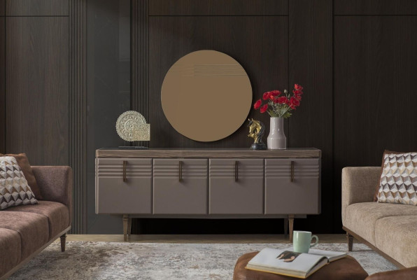 Sideboard Aparador Gris Armario Espejo Cómoda Madera Conjunto Cómoda