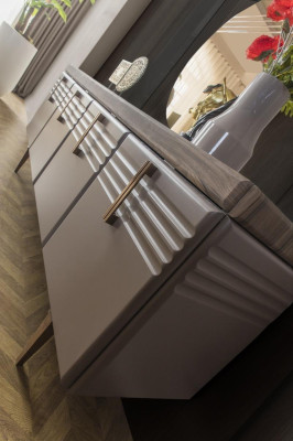 Sideboard Aparador Gris Armario Espejo Cómoda Madera Conjunto Cómoda