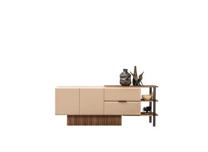 Aparador Vitrina de madera Cómoda Armario de madera Beige Moderno