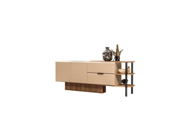 Aparador Vitrina de madera Cómoda Armario de madera Beige Moderno