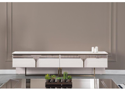 Mueble de salón RTV Lowboard Soporte de TV Armario de madera Armario de madera blanco Diseño