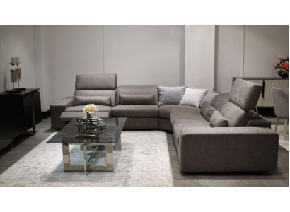 Sofá en forma de L moderno, conjunto de sala de estar en forma de esquina, diseño de mobiliario, mesa de centro.