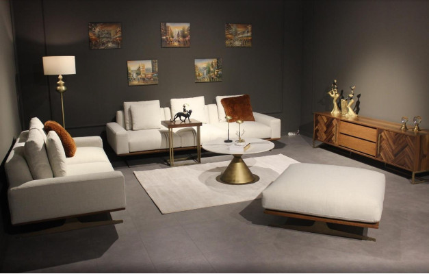 Conjunto de sala 6 piezas completo diseño moderno juego de sofás de tres plazas mesa de centro