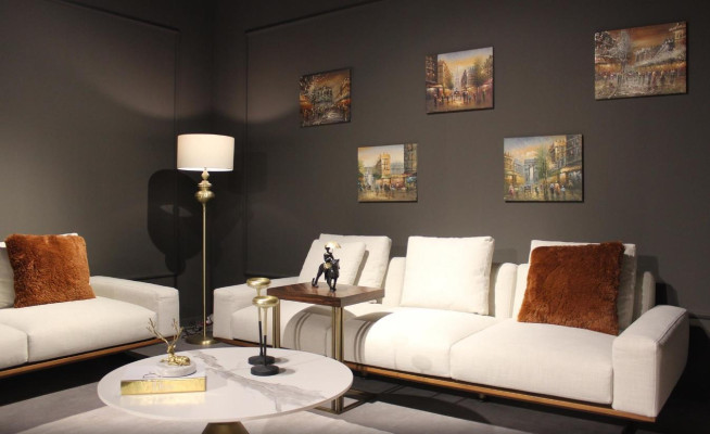 Conjunto de sala 6 piezas completo diseño moderno juego de sofás de tres plazas mesa de centro