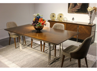 Juego completo de mesa de comedor, muebles de diseño de lujo para comedor, aparador y 4 sillas.