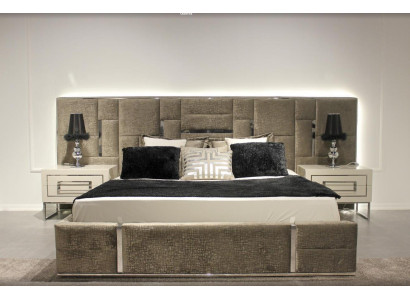 Muebles de dormitorio de lujo, conjunto completo de muebles de 3 piezas, cama doble y 2 mesitas de noche.