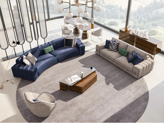 Conjunto de sala de estar de 4 pzas muebles de lujo mesa de centro de madera juego de sofá moderno muebles tapizados.