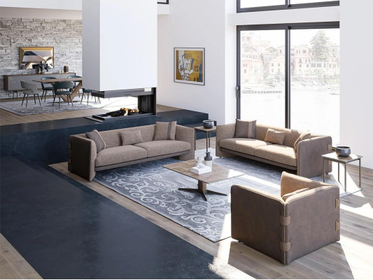 Diseño de lujo para la sala de estar - Conjunto de muebles tapizados de 6 piezas Sofás de tres plazas