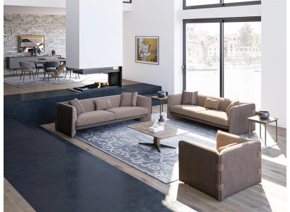 Diseño de lujo para la sala de estar - Conjunto de muebles tapizados de 6 piezas Sofás de tres plazas