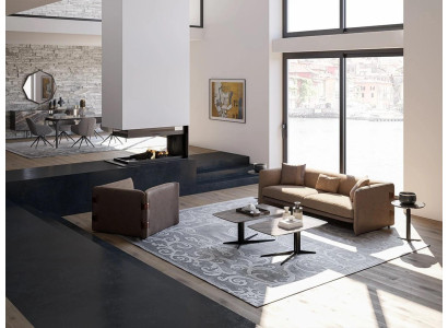 Muebles completos de 6 piezas. Sofá moderno de tres plazas, sillón de lujo de madera y 2 mesas auxiliares.