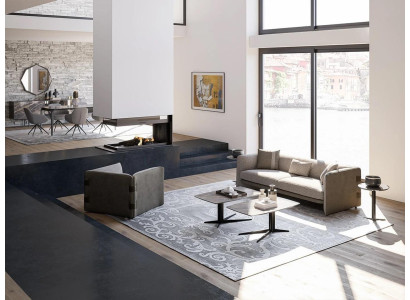 Komolett Set 6 piezas Sofá de 3 plazas Nuevo Sillón 2x Mesa de centro de madera 2x Mesa auxiliar