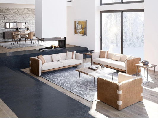 Conjunto de sofás de lujo 2x sofás de tres plazas modernos para salón con sillón