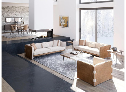 Conjunto de sofás de lujo 2x sofás de tres plazas modernos para salón con sillón