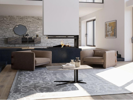 Conjunto de 2 sillones tapizados de diseñador moderno de lujo con tela nueva para sala de estar con mesa de centro.