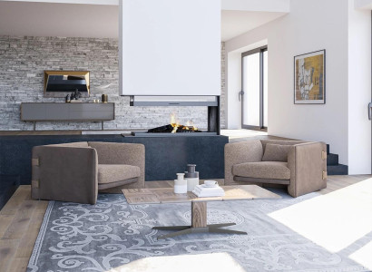 2x Sillones de lujo para sala de estar mesa de centro de madera muebles modernos tapizados en tela