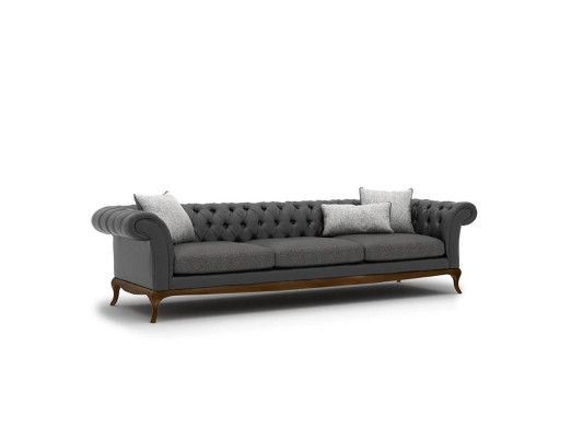 Sofá de sala de estar, sofá gris de cuatro plazas, muebles de diseño.