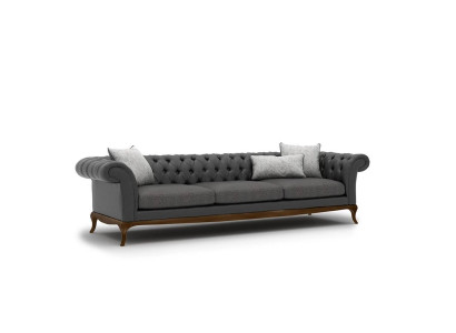 Sofá de sala de estar, sofá gris de cuatro plazas, muebles de diseño.