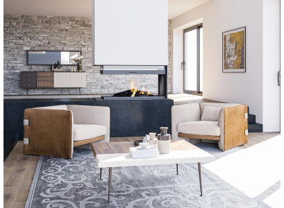 Juego de sala de estar 3 piezas 2x sillones beige muebles tapizados lujo mesa de centro de madera