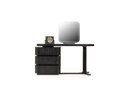 Mesa de tocador con espejo, mesa consola de maquillaje en madera negro conjunto