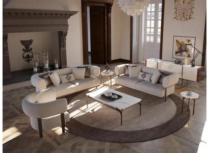 Salón de lujo moderno 2x sofá de dos plazas tapizado textil diseño mobiliario