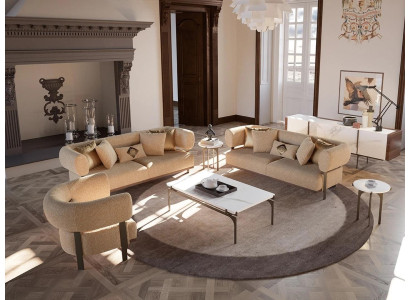Juego de sofá beige de diseño, muebles tapizados, conjunto de sala de estar de 6 piezas.
