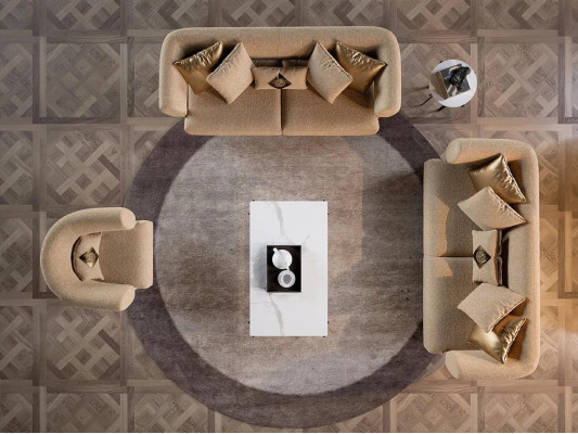 Juego de sofá beige de diseño, muebles tapizados, conjunto de sala de estar de 6 piezas.
