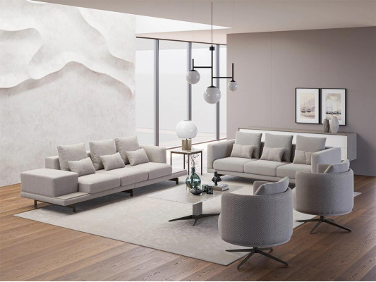 Conjunto completo de 6 piezas 2x sofá de tres plazas Nuevo 2x sillón de lujo Mesa de centro de sala de estar.