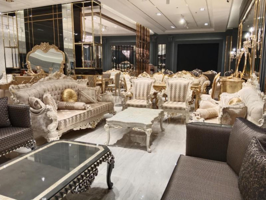 Conjunto de sala de estar moderna Dos sofás de 3 plazas con sillones de diseño