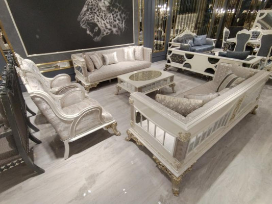 Conjunto de muebles de sala de alta calidad 2x sofá + sillón Set exclusivo de sala