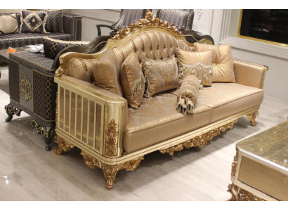 Sofá de 3 plazas de tela, conjunto completo de sofá y sillón de madera Chesterfield.