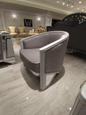 Diseño de sala de estar moderna Conjunto de sofás 3+3+1+1 Gris Set de muebles de sala de estar