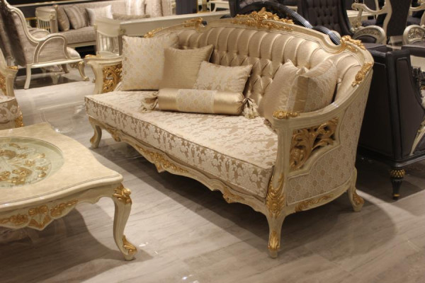 Sofá de salón exquisito de 3+3 plazas moderno en beige, nuevo.