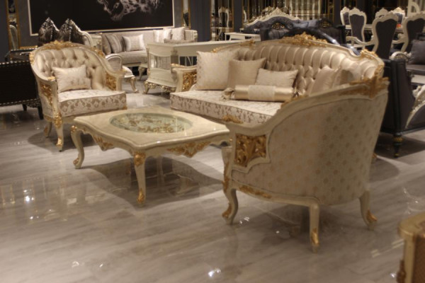 Sofá de salón exquisito de 3+3 plazas moderno en beige, nuevo.