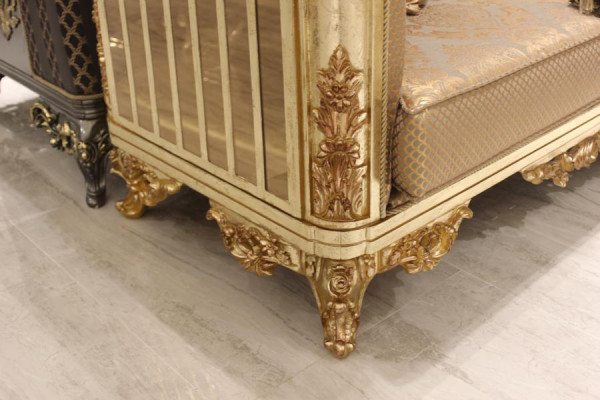 Sofá de 3 plazas + 3 plazas Set de sala de estar Sofá de diseño Chesterfield Dorado Textil Nuevo