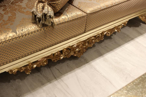 Sofá de 3 plazas + 3 plazas Set de sala de estar Sofá de diseño Chesterfield Dorado Textil Nuevo