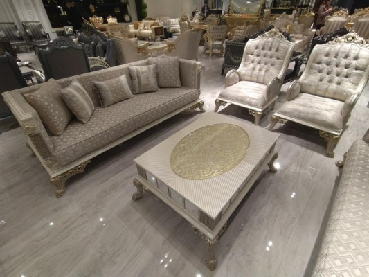 Conjunto de salón de lujo con sofá + 2 sillones cómodos nuevos.